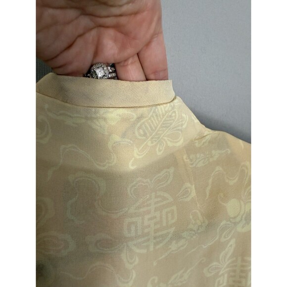 Shanghai Tang 100% Silk Qipao Dress Size 14 Yellow Womens Long Maxi Asian - Picture 9 of 12